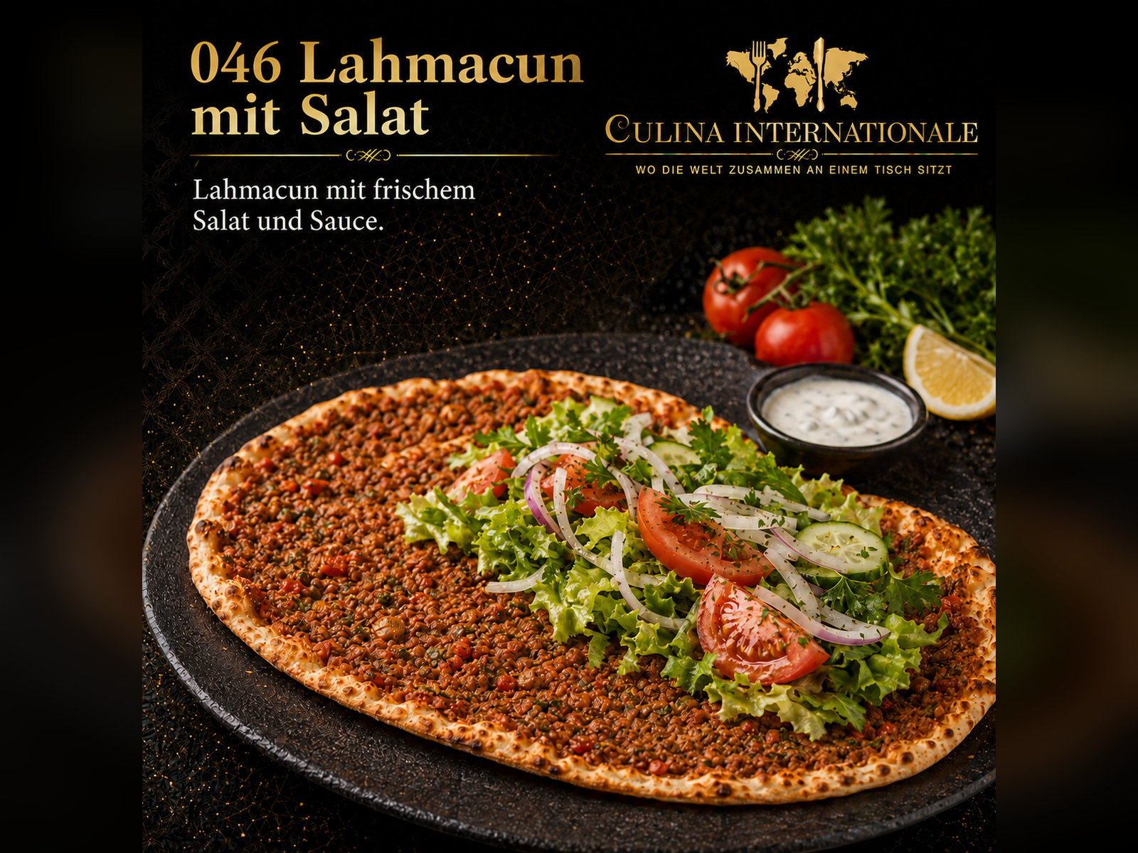 Lahmacun mit Salat